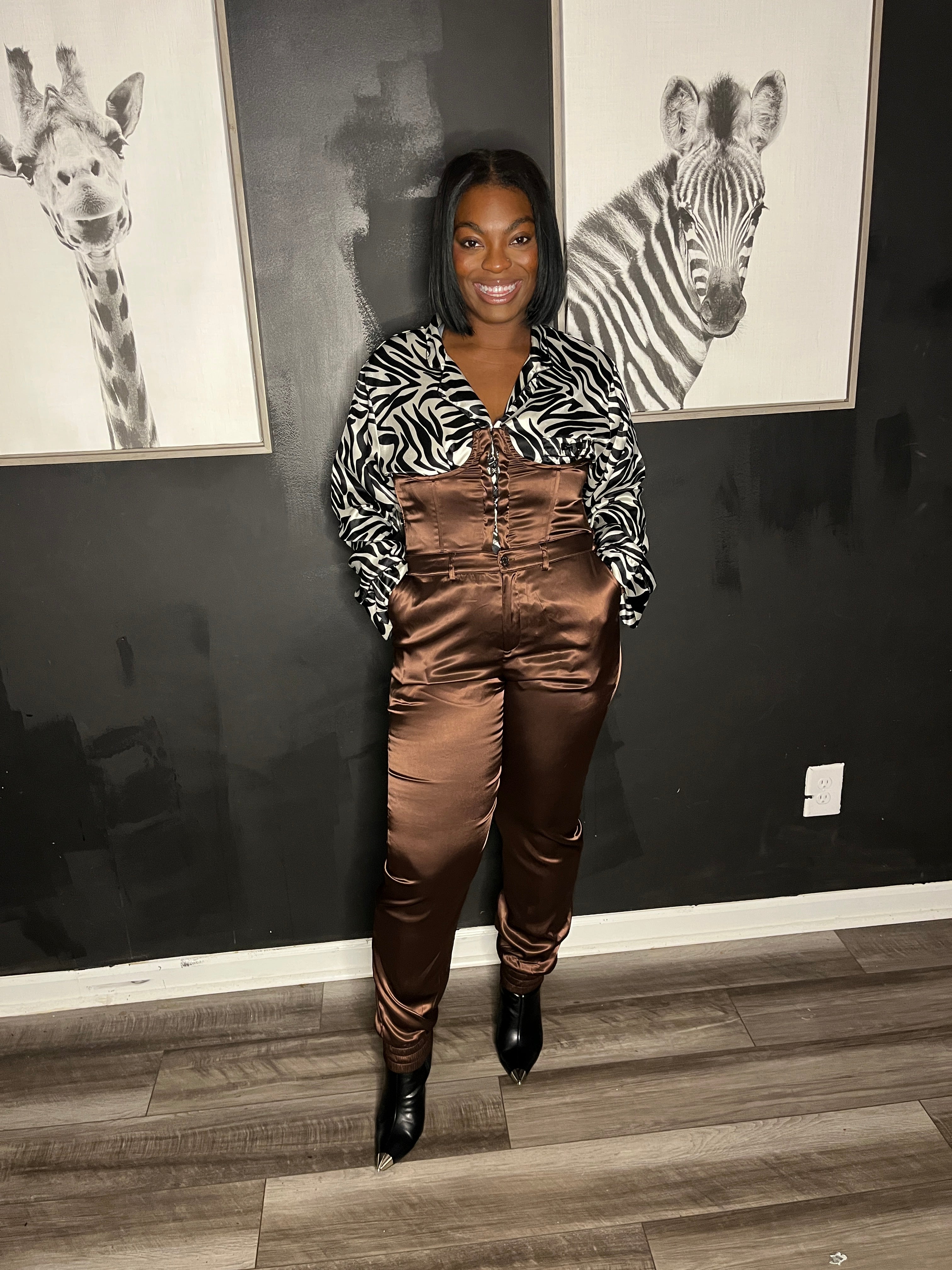 Brown Me Down Corset suit