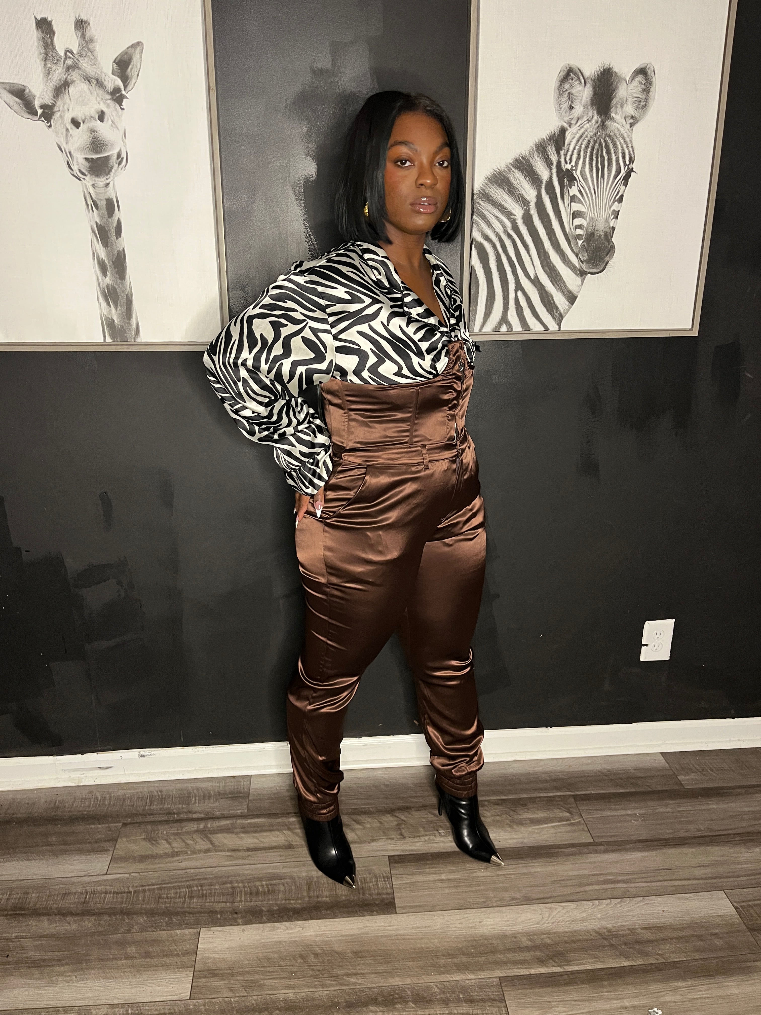 Brown Me Down Corset suit