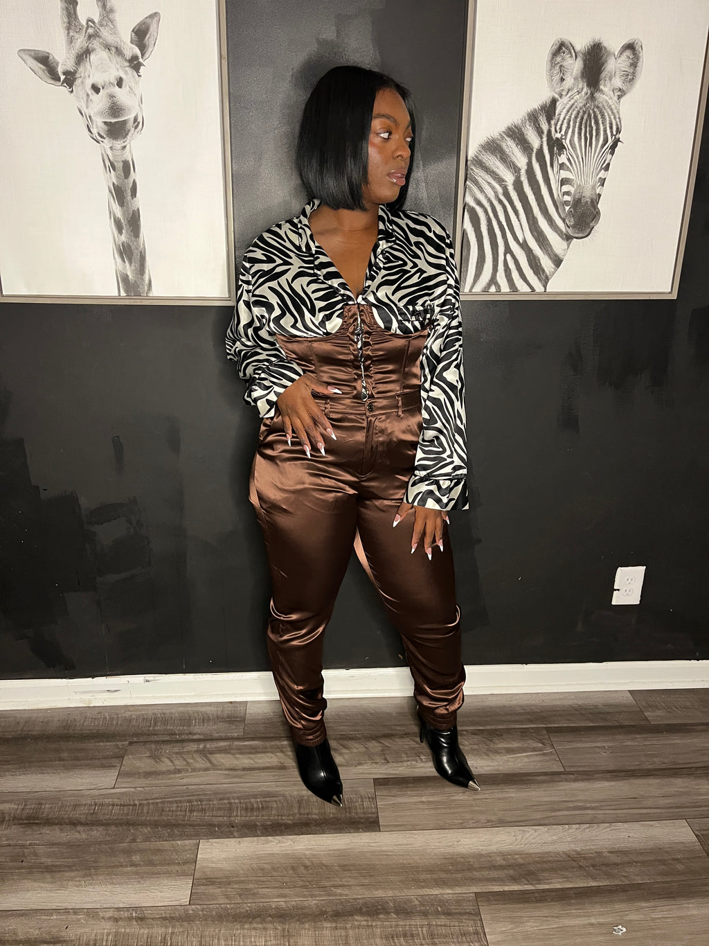 Brown Me Down Corset suit