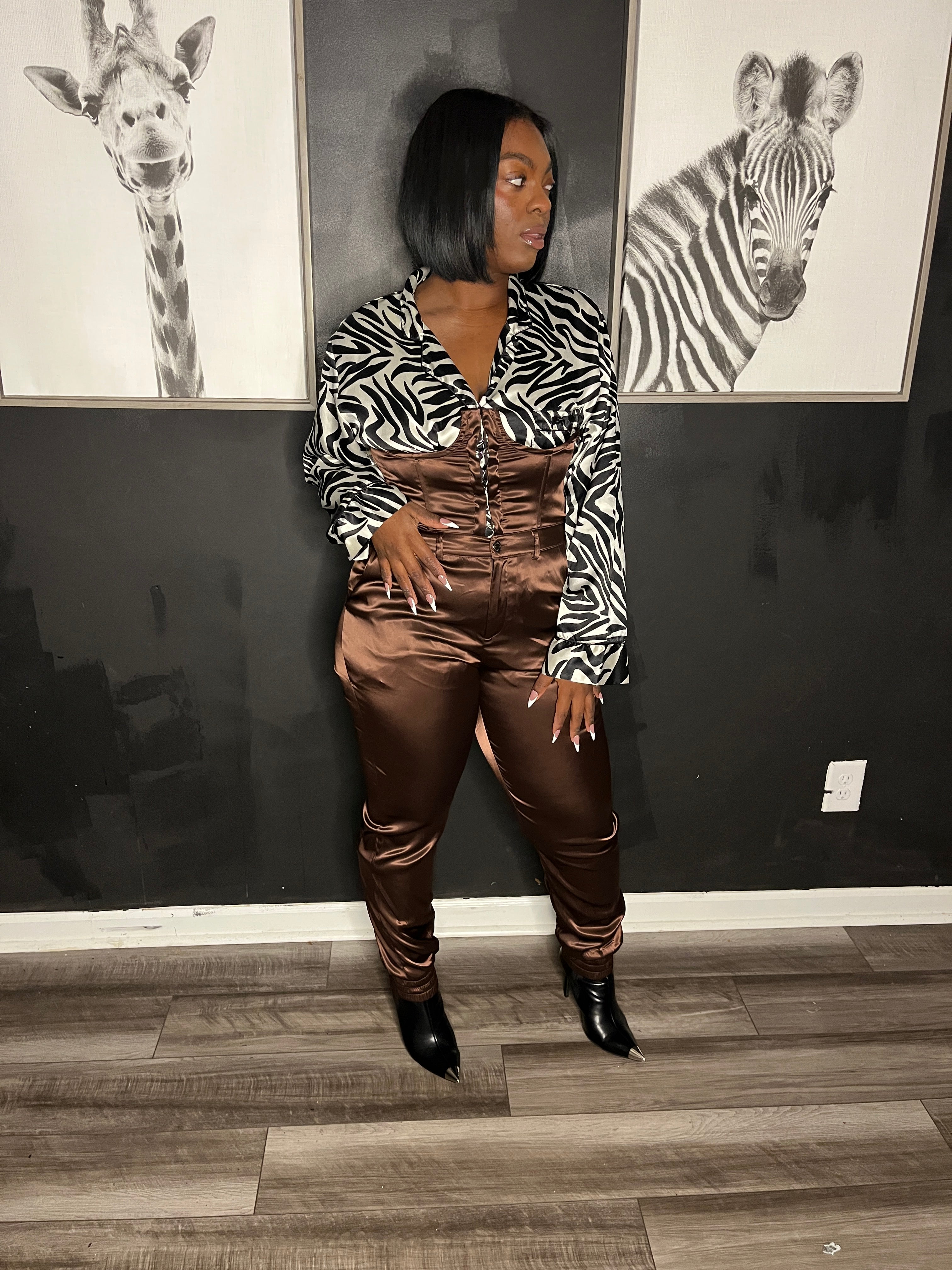 Brown Me Down Corset suit